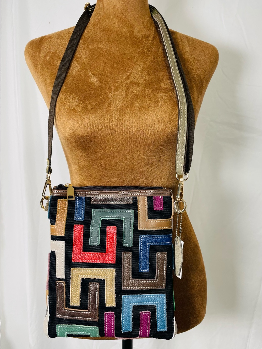 Multicolor Geometric Crossbody Bag - Women's purse